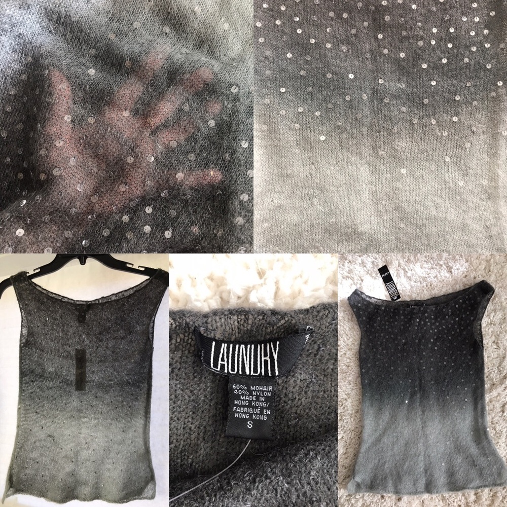 Laundry sheer ombré tank with sequins